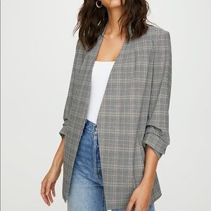 Aritzia Babaton Power Blazer in brown plaid